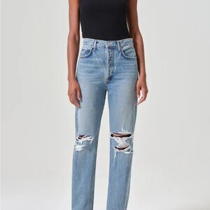 Women's Light Blue Distressed Jeans